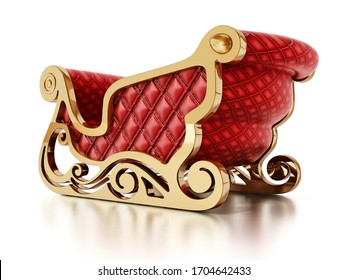 Santa's Sleigh Isolated On White Background. 3D Illustration.