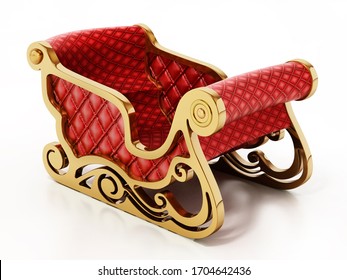 Santa's Sleigh Isolated On White Background. 3D Illustration.