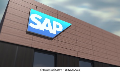 SAP SE Logo On The Building, Editorial 3d Rendering