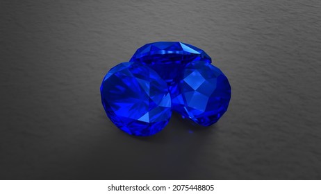 Sapphire Faceted Gemstones On Neutral Background  3d