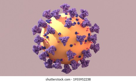 SARS-CoV-2, Structure Of The Coronavirus Genome A Twisted Strand Of  Of RNA  is The Blueprint The Virus Uses To Replicate. 3d Illustration