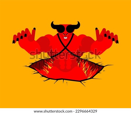 Satan comes out of underworld. devil climbs out of hell. 