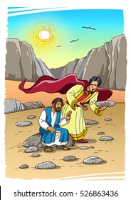 satan tempts jesus clipart for children