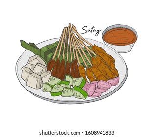 Satay With Peanut Sauce - Singapore Hawker Food