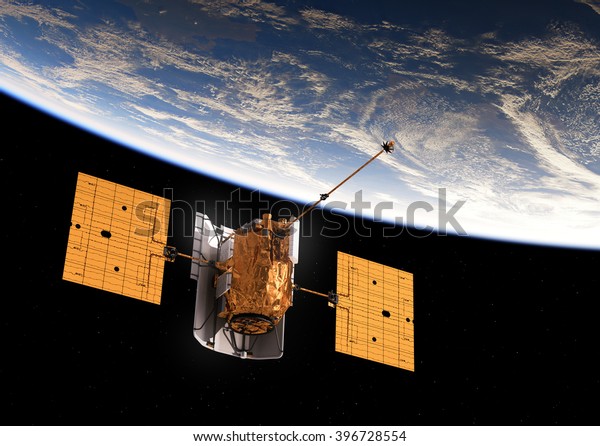 Satellite Orbiting Earth 3d Illustration Stock Illustration 396728554 ...