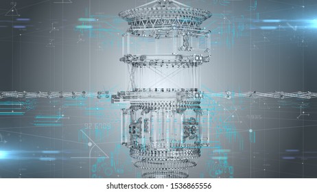 Satellite And Space Flight Aeronautical Engineering Design For Aerospace Technology - 3D Illustration Rendering