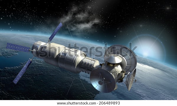 Satellite Space Lab Spacecraft Design Space Stock Illustration 643