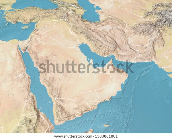 アラビア半島の衛星画像 地図 サウジアラビア イエメン オマーン アラブ首長国連邦 シリア イラン イラク カタール クウェート トルコ この画像のエレメントはnasaが提供しています 3dレンダリング のイラスト素材