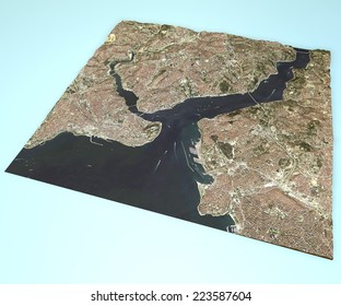 Satellite view of Istanbul, Turkey, map, 3d section. Element of this image are furnished by NASA