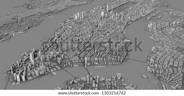 Satellite View New York City Map Stock Illustration 1303216762 - new york city 3d model free