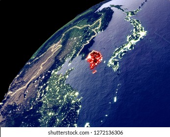 Satellite View South Korea On Earth Stock Illustration 1272136306 ...