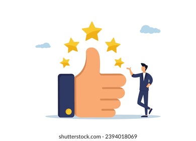 Satisfaction concept. Customer feedback: 5 star, best quality, high performance, positive rating or business reputation. Illustration