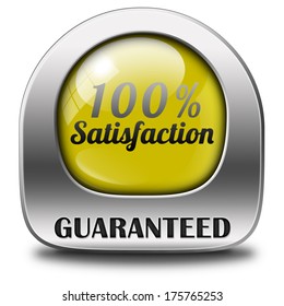  Satisfaction customer service icon or button 100% satisfied guaranteed