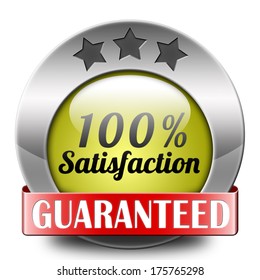  Satisfaction customer service icon or button 100% satisfied guaranteed