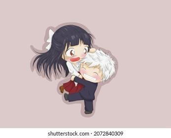 Satoru Gojo And Utahime Lori From Jujutsu Kaisen (Chibi Version)