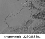 Satu Mare, county of Romania. Grayscale elevation map with lakes and rivers