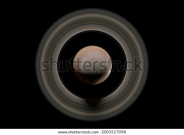 Saturn halo rings dark sunlight in space Mimas
Titan meteorite