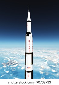 Saturn Rocket Computer Generated 3D Illustration