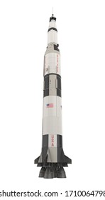 Saturn V Rocket Isolated. 3D Rendering