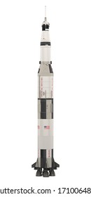 Saturn V Rocket Isolated. 3D Rendering