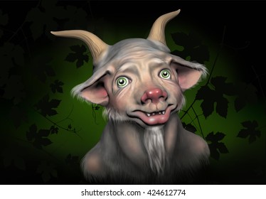 Satyr. Pan. A Figure From Ancient Greek Mythology. Digital Illustration. 3 D Character. Digital Illustration.  3 D Illustration.