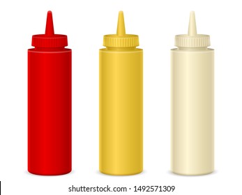 Sauce bottles on a white background. Vector illustration.