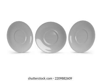 Saucer Plate Dish 3D Illustration Mockup Scene On Isolated Background