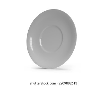 Saucer Plate Dish 3D Illustration Mockup Scene On Isolated Background