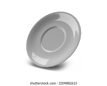 Saucer Plate Dish 3D Illustration Mockup Scene On Isolated Background