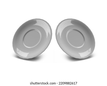 Saucer Plate Dish 3D Illustration Mockup Scene On Isolated Background