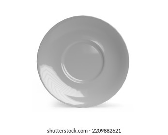 Saucer Plate Dish 3D Illustration Mockup Scene On Isolated Background