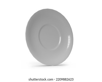 Saucer Plate Dish 3D Illustration Mockup Scene On Isolated Background