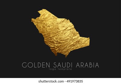 Saudi Arab Map. Golden Saudi Arab Logo. Creative Saudi Arab Logo Design