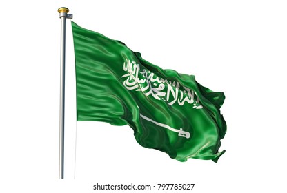 Saudi Arabia Flag. Isolated 3d Saudi Arabia Flag