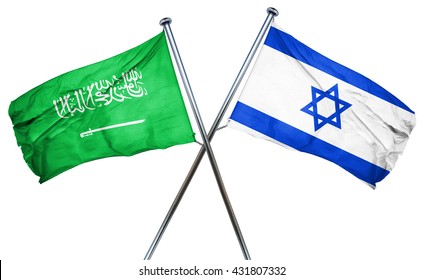Saudi Arabia Flag With Israel Flag, 3D Rendering