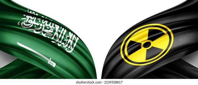 Flagge Saudi-Arabiens - Symbol für Seide und nukleare Strahlung - 3D-Abbildung
