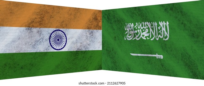 Saudi Arabia India Indian Two Flag Stock Illustration 2112627905 ...