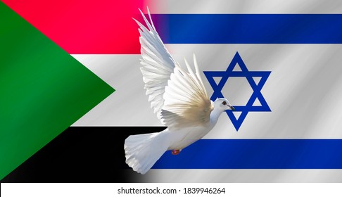 Saudi Arabia Israel Flag With Dove Of Peace, Sudan Israel Peace Deal