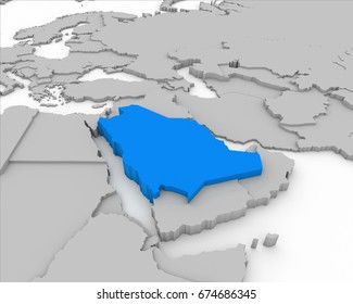 saudi arabia map 3D illustration