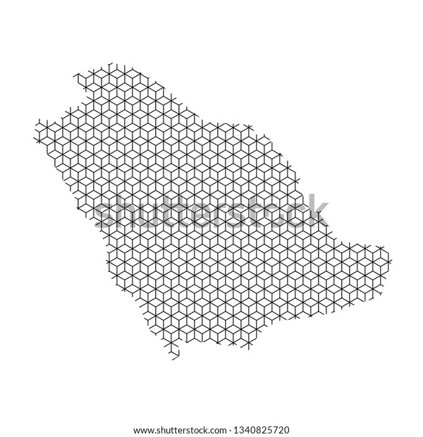 Saudi Arabia Map Abstract Schematic Black Stock Illustration 1340825720 ...