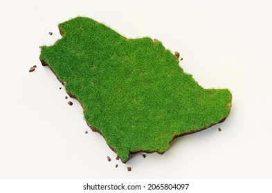 Saudi Arabia Map Grass And Ground Texture 3d Illustration SA