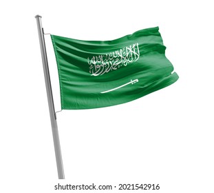 Saudi Arabia National Flag Waving 3d Render.