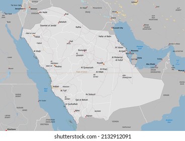 Saudi Arabia Political Map Neighbors Capital Stock Illustration ...