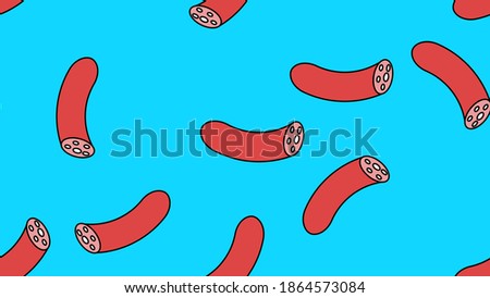 Sausage pattern Seamless. Wurst. Endless print texture. Cartoon.