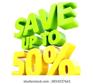save 50%, 50% less, 50% save