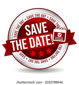 Save The Date Badge - Online Button Marketing Banner With Ribbon.