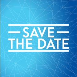 Save The Date Stamp Concept. Infographic Illustration. Blue Link Network Background
