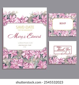 save the day for the wedding of card with lily flower - Powered by Shutterstock