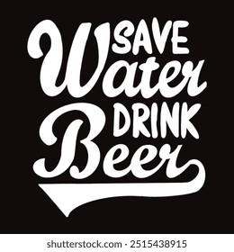 Save water drink beer  concept illustration. hand draw funky beer character with funny slogan for print on t-shirt. International beer day label. poster. October fest. black background  - Powered by Shutterstock