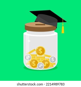 Saving Money Jar For Higher Education Or For Collage